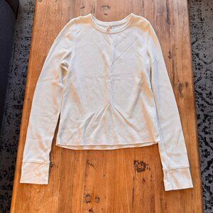 Antropologie Daily Practice Long Sleeve Waffle Top (Crew Neck) (White / M)